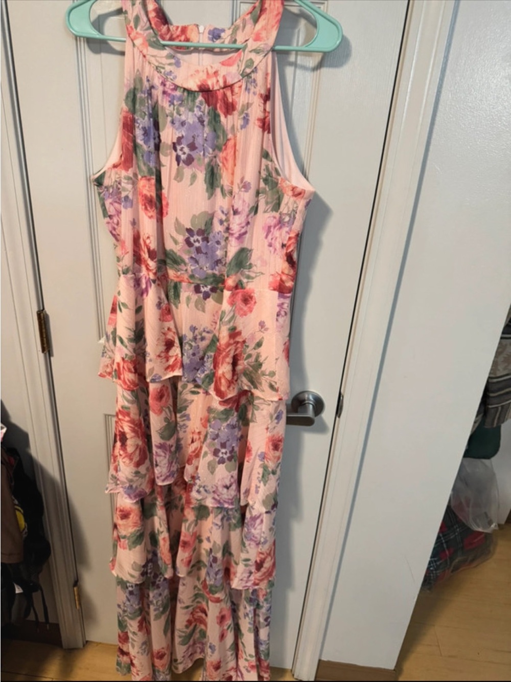 Jessica Howard Pink Floral Tiered Maxi Dress